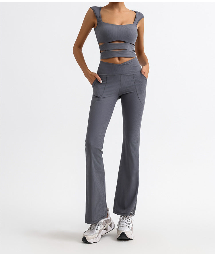 Womens Yoga Set With Built-in Bra For Sports And Fitness