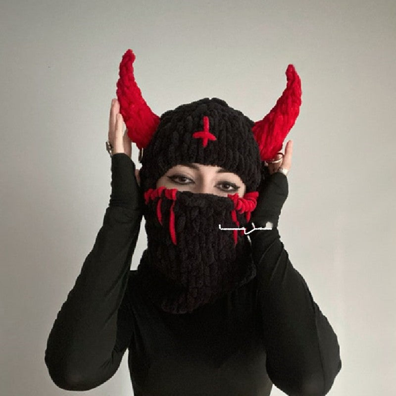 Thickened Demon Mask Warm Travel Fleece Head Cover