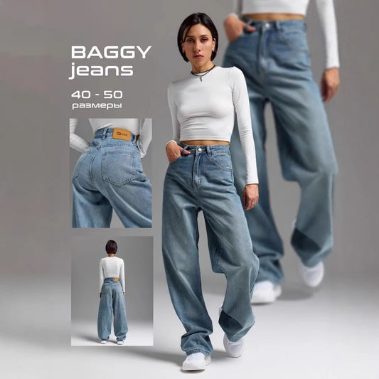 Jeans Til Kvinder Løs Pasform Brede Ben Denim
