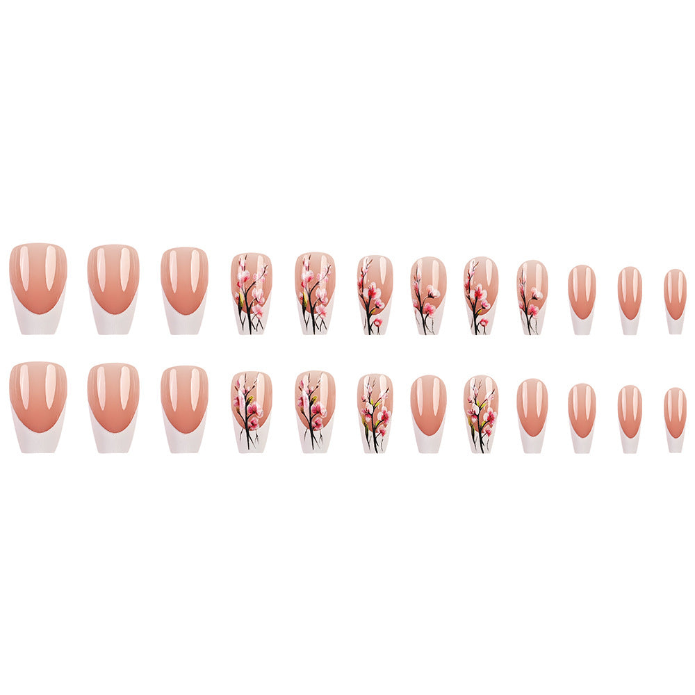 Plum Blossom Style Nail Tips Simple White Edge French Wear Armor