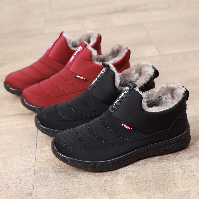 Winter Cotton Boots Old Beijing Cloth Shoes Fleece Lined Padded Warm Keeping Middle-aged And Elderly Large Size Flat Bottom Non-slip