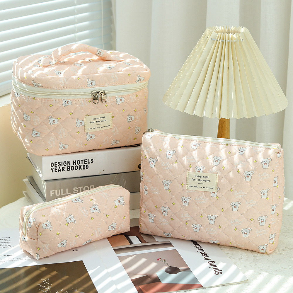Small Floral Storage Portable Cosmetic Bag Large Capacity