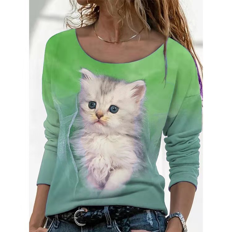 New Animal Pattern Long-sleeved T-shirt Female Bottoming Shirt