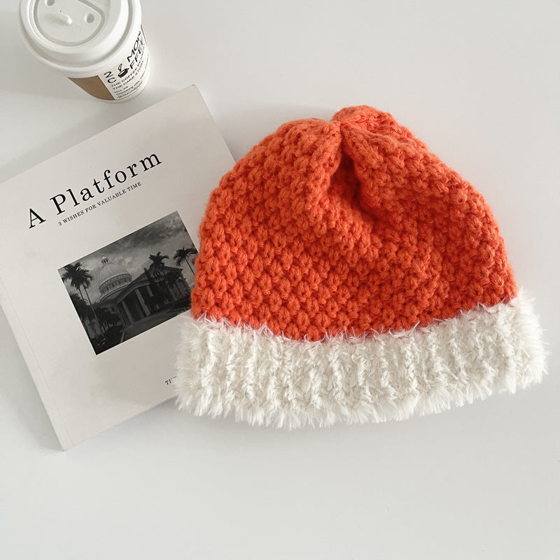 Handmade Plush Stitching Knitted Hat Female