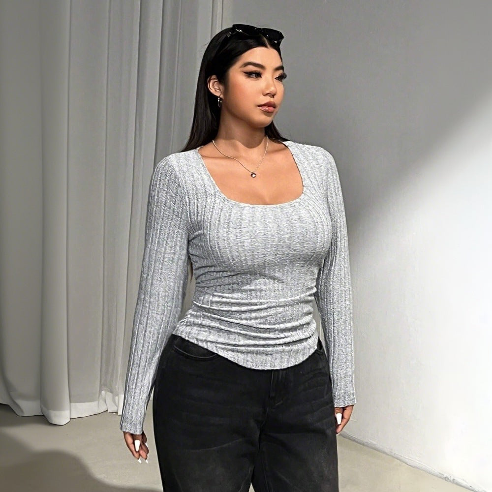 Fashionable Simple, Slim-fit Slimming Long-sleeved Commuter Top