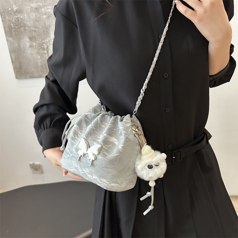 Kæde Lille Taske Dame Sommerfugl Crossbody Enkelt Skulder Spandtaske