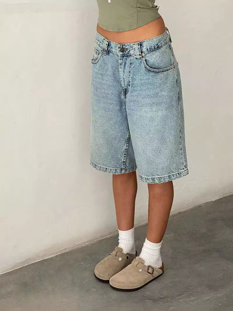 European And American Denim Shorts Bullet-free Fitted Figure Flattering Women's Pants