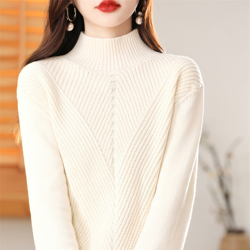 Women's Thickened Half-high Collar Cotton Long-sleeved Bottoming Sweater