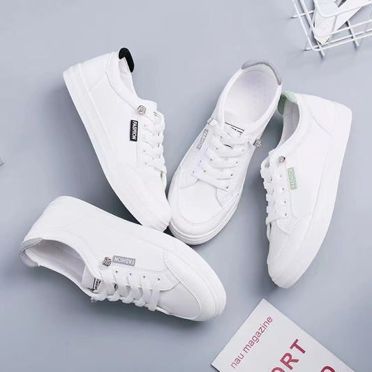 Womens Versatile White Flat Sneakers