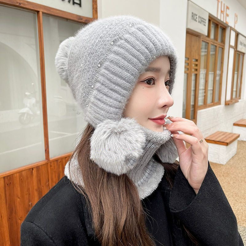 Velvet Padded Knitted Hat Ear Protection Warm