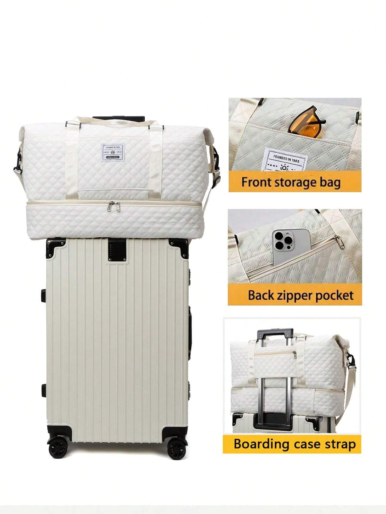 2PCS Large Capacity Travel Duffel Bag, Wet and Dry Separation Fitness Bag, Weekend Overnight Shoulder Bag, Hospital Necessary Mommy Bag, Travel Bag, Holiday Bag, Weekend Bag, Overnight Bag, with a Pull Bar Bag, with Shoe Storage, Durable Boarding Bag, Cosmetics Storage Bag