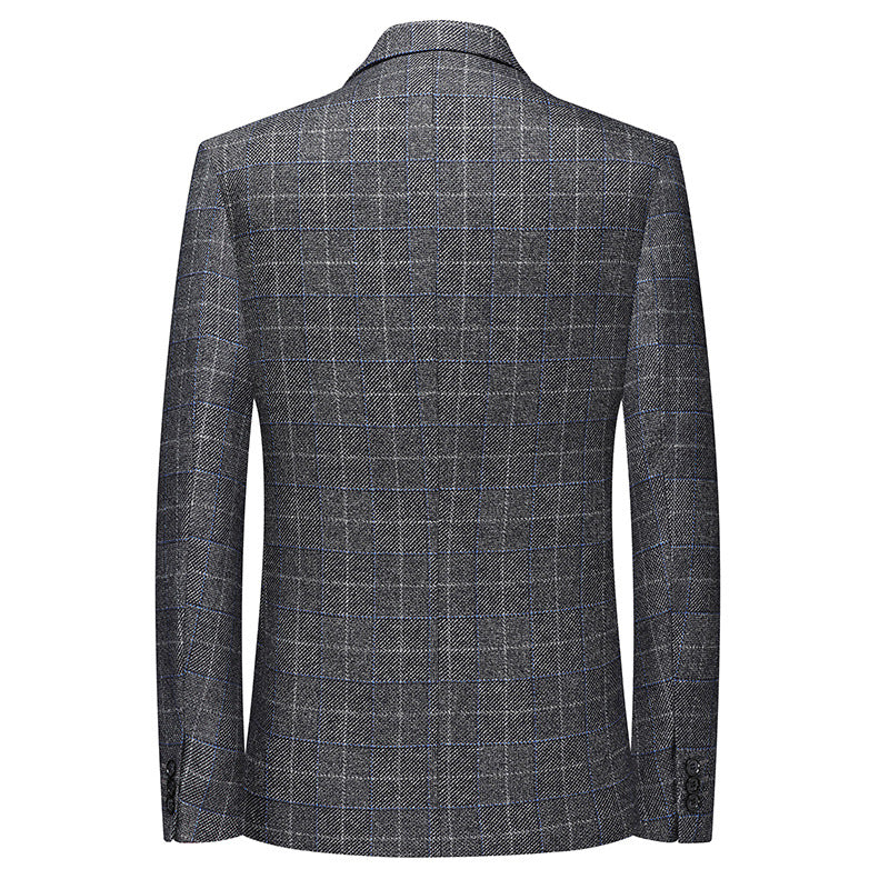 Single-Breasted Plaid Business-Casual Jacket