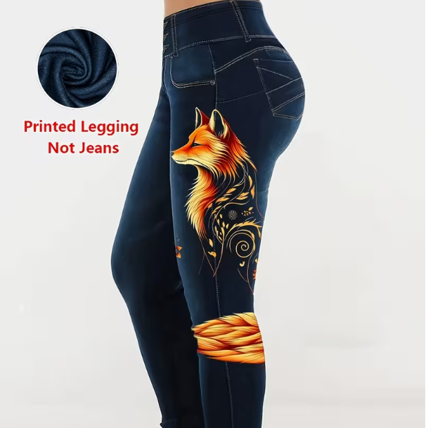 Women's High-Stretch Imitation Denim Leggings Suitable For - Skinny Fit Pants