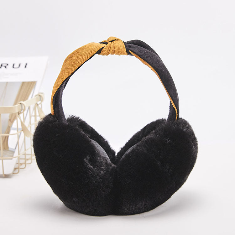 New Two-color Headband Folding Lazy Rabbit Fur Warm Earmuffs