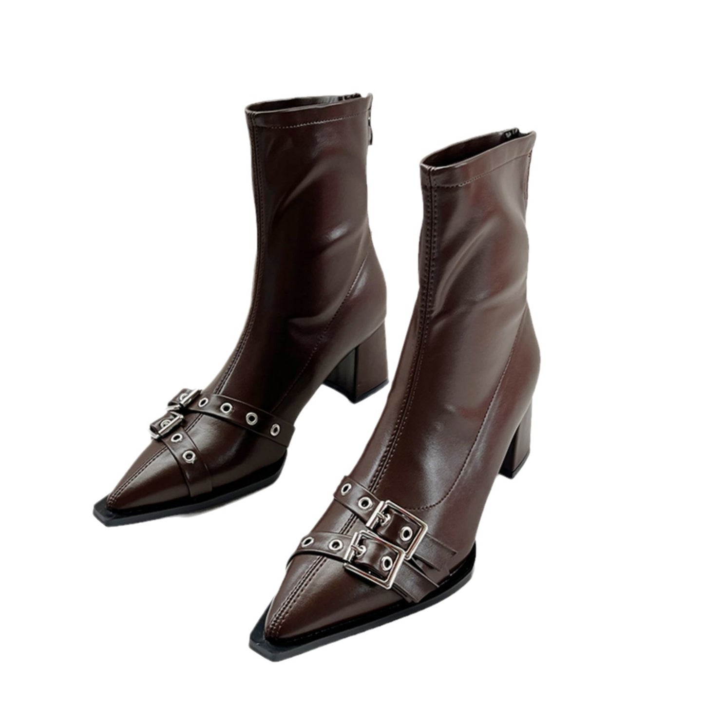 Retro Belt Buckle Stretch Thin Boots British Style Martin Boots