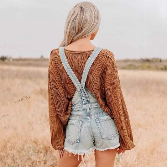 Women's Casual Outdoor Denim Overalls Shorts