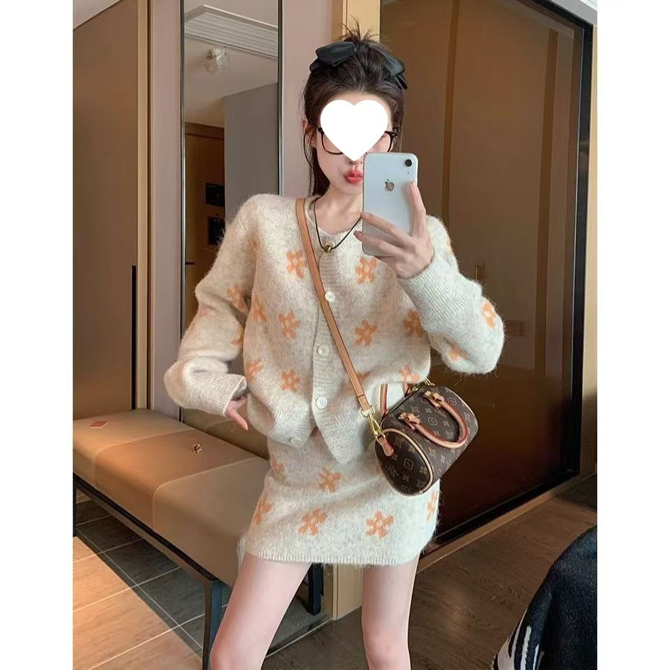 Autumn And Winter Korean-style Petite Women's Sweater Set New Fashionable