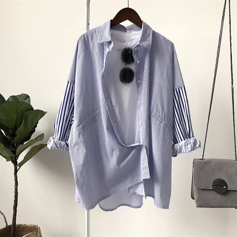 Womens Relaxed-fit Versatile Striped Blouse