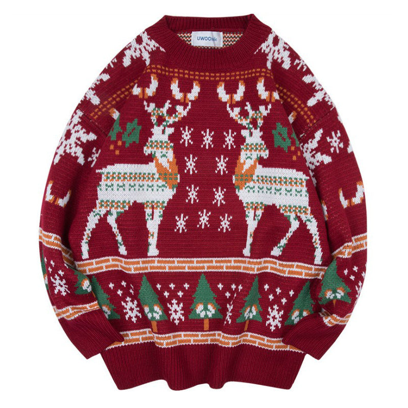 Retrostriktrøje til Mænd Løs Par Pullover Underdelstrøje