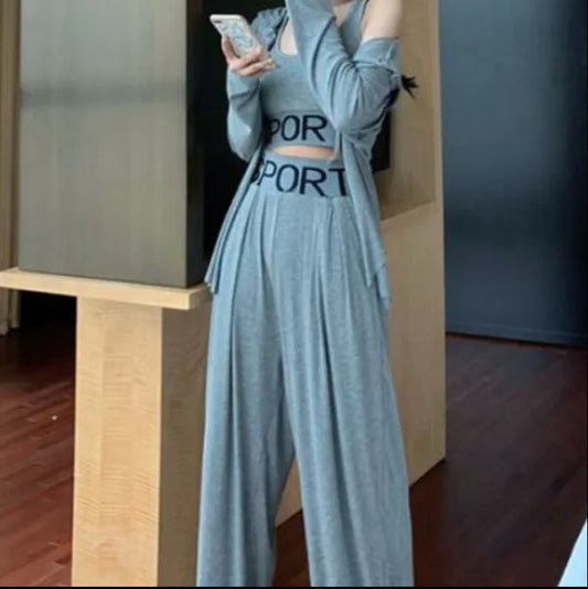 Outerwear Wide-leg Pants Vest Casual Sportswear Set