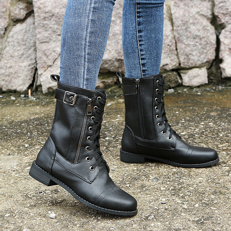 Women's Plus Size European And American Flat Low-heeled Boots