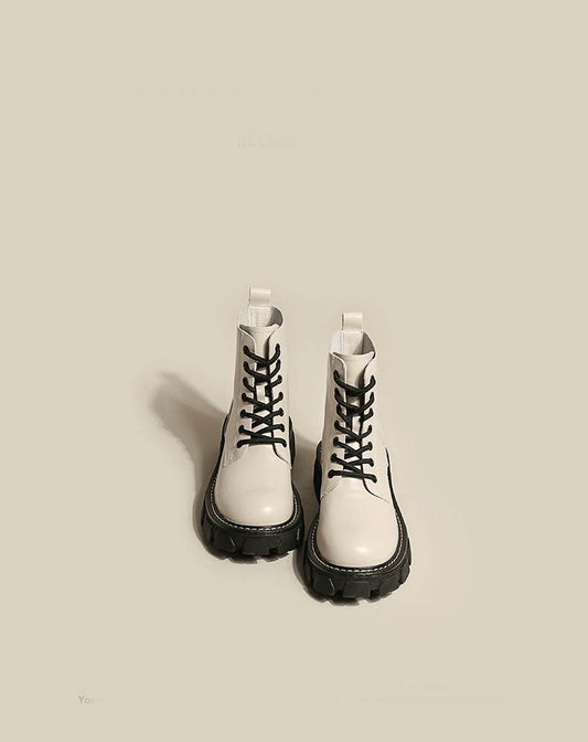 Thick-soled Leather All-match Women's Short Boots