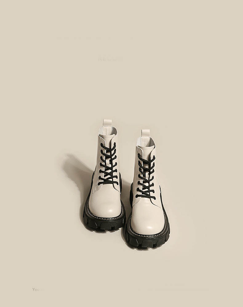Thick-soled Leather All-match Women's Short Boots