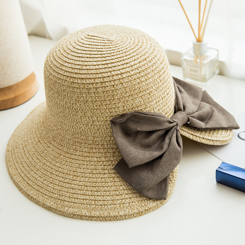 Parent-child Versatile Women's Bow Slit Straw Hat