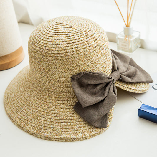 Parent-child Versatile Women's Bow Slit Straw Hat