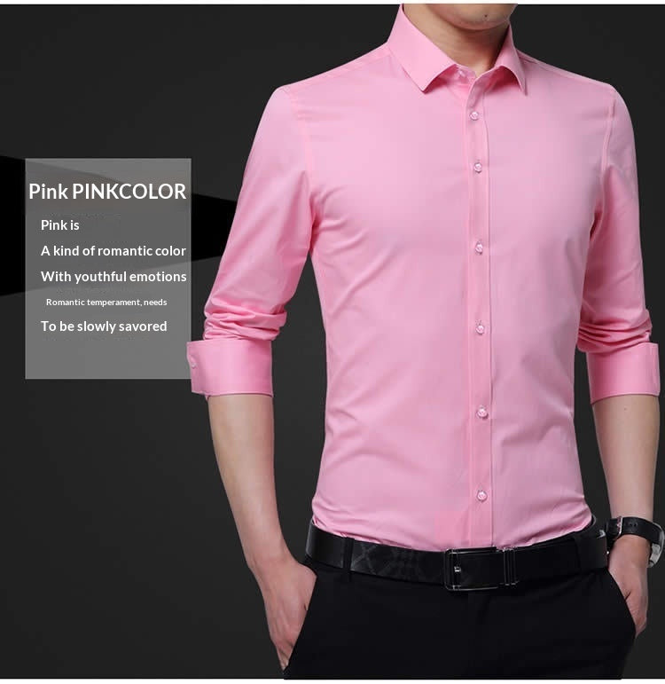 Mens Long-sleeve White Shirt In Korean Style