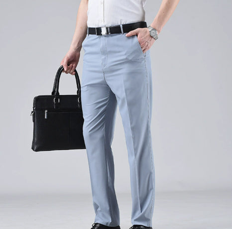Men's Solid Color Versatile Straight Leg Suit Pants