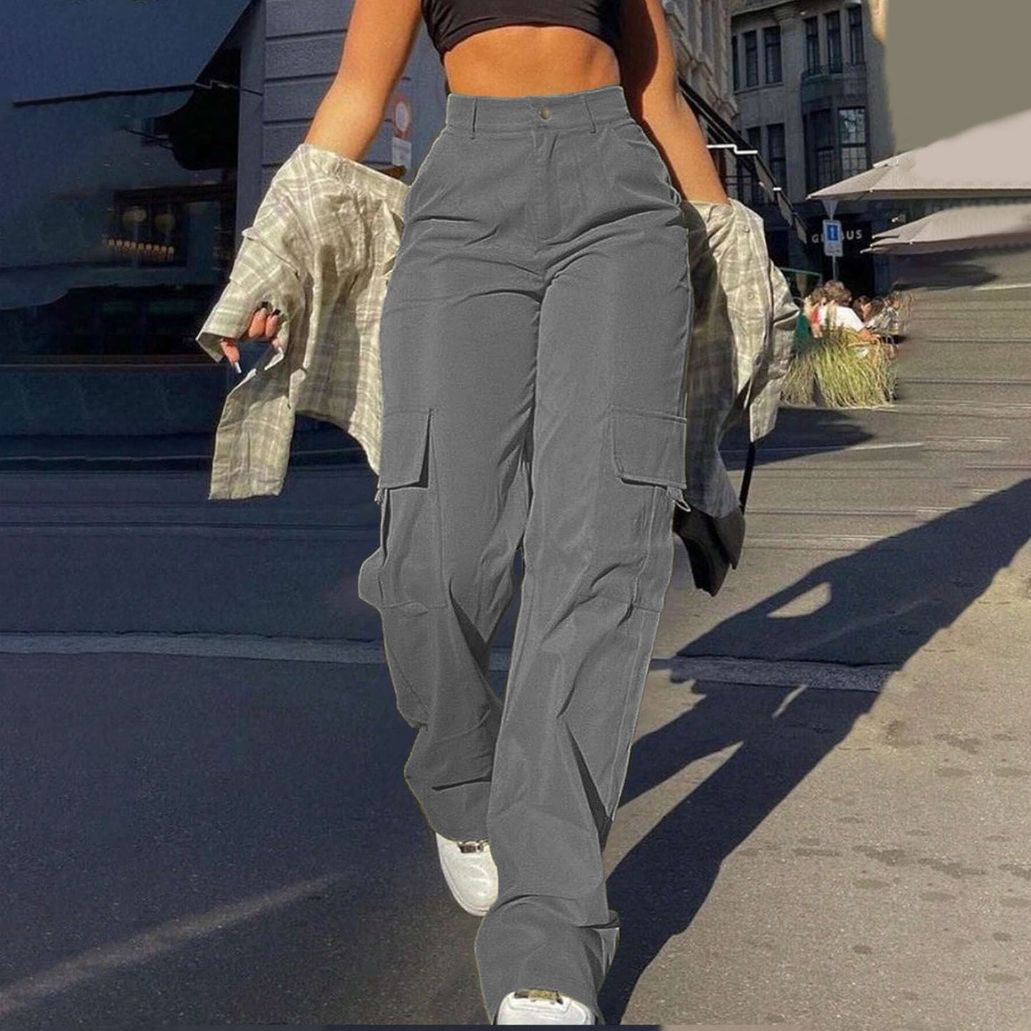 Multi-Pocket Workwear Straight-leg Trousers