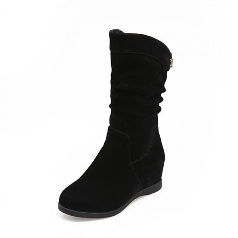 Simple Women's Plus Cotton Velvet Mid-tube Boots