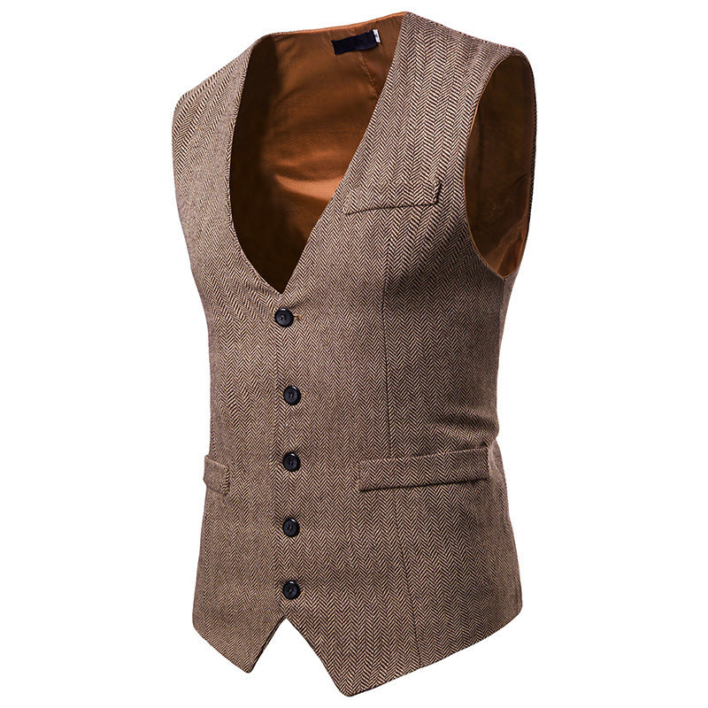 Men's Autumn And Winter Herringbone Single-breasted Vest Men's Suit