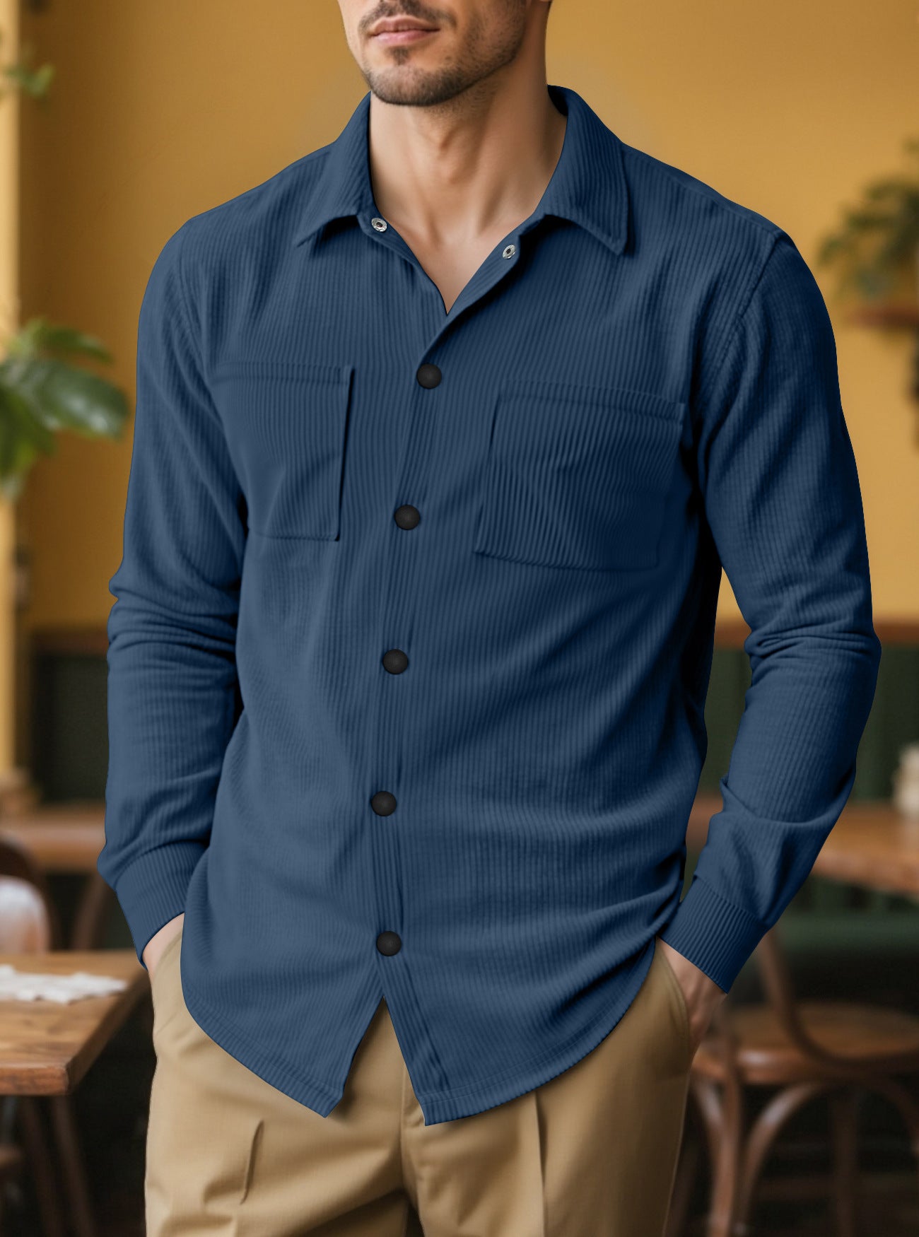 Casual Fashion Polo Collar Multi-pocket Jacket Top
