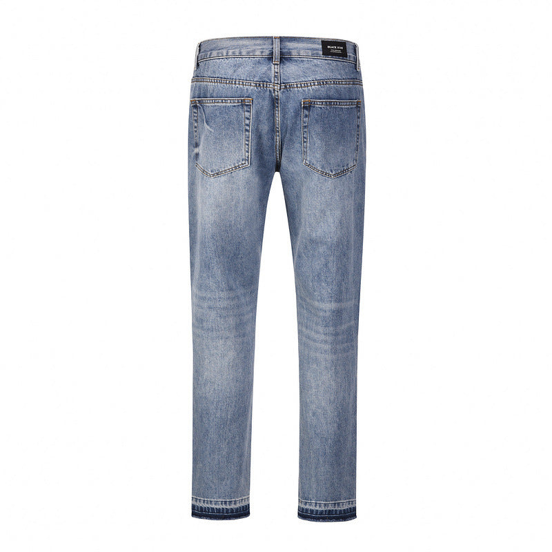 Patchwork Worn Cat Whiskers Denim Beggar Pants