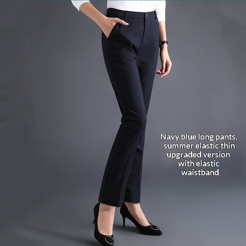 Women's Professional AutumnWinter Thick Fleece High-Waisted Straight Pants