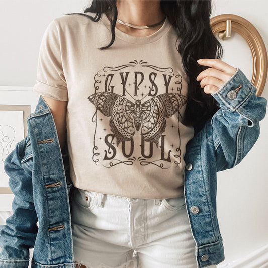 Butterfly Gothic European And American Printed Round Neck Loose T-shirt