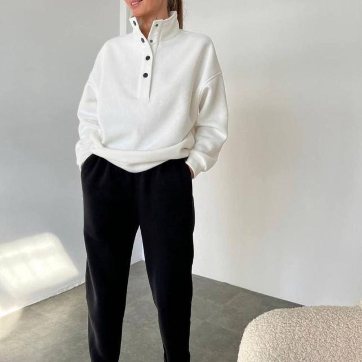 New Women's Fashion Button Collar Two-piece Set