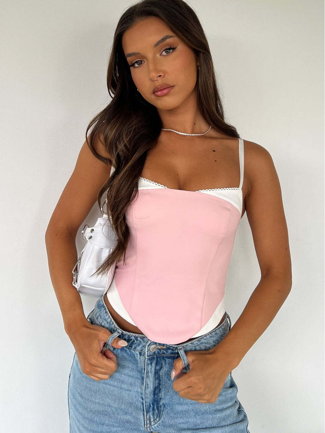 Seasideferie Flerfarvet Mosaik Spaghetti Stropper Brystindpakning God Stemning Hot Girl Top