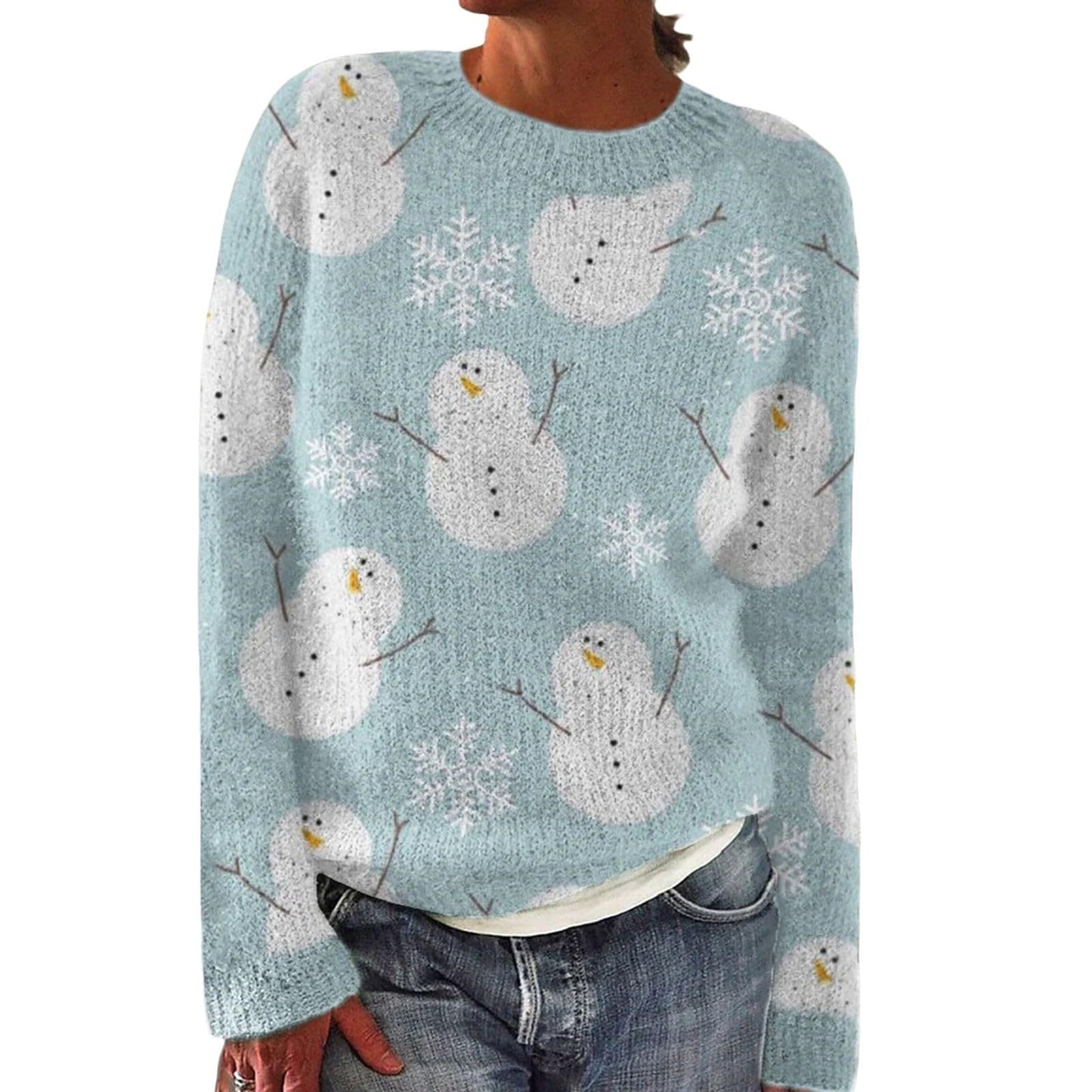Digital 3D Christmas Round Neck Long Sleeve Sweater