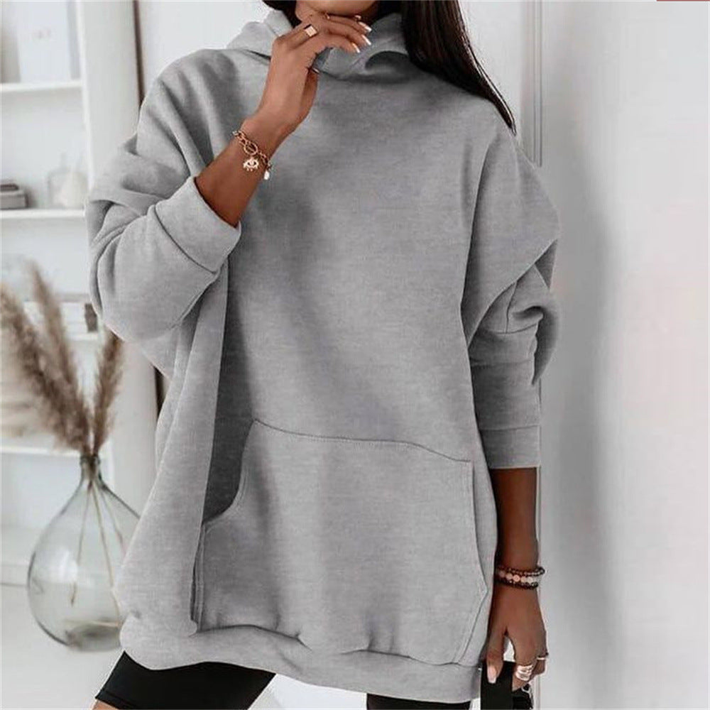 Fleece Pullover Loose Versatile Solid Color Hoodie Sweater