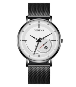 Men's Simple Digital Scale Business Casual Mesh Belt Calendar Watch Men's Fashion Quartz Watch