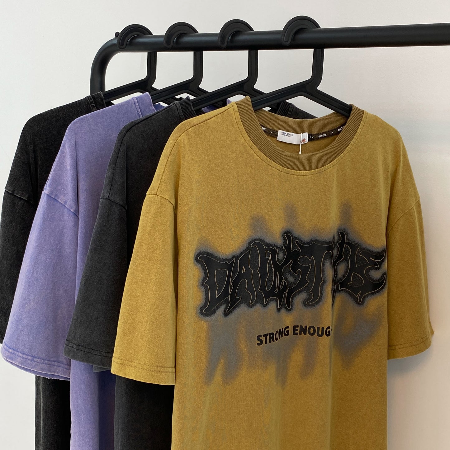 American Style Old Washed Short Sleeved T Shirt Men's Niche High Street Alphabet Couple