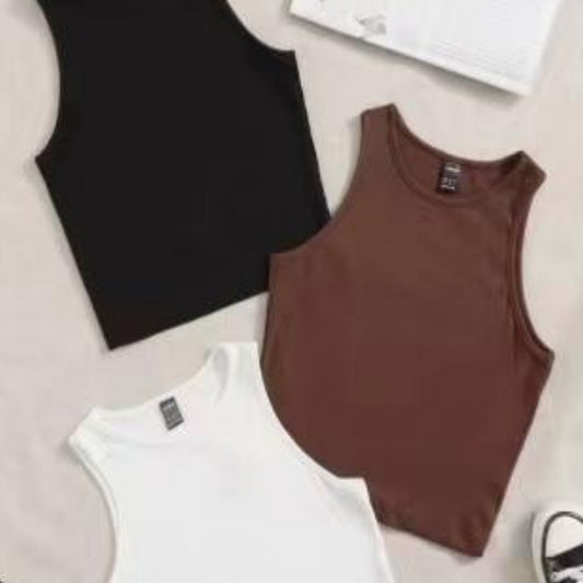 Solid Color Home Vest Three-piece Set