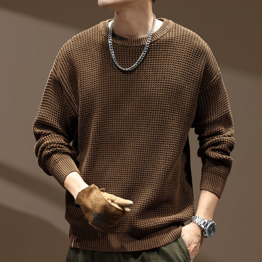 Thick Needle Retro Men's Loose Bottoming Round Neck Sweater