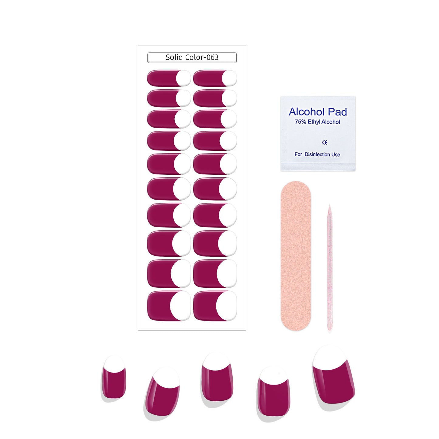 New French Solid Color Gel Waterproof Semi-baked Nail Stickers