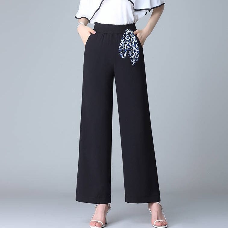 Ice Silk Draping Wide Leg Women's High Waist Loose Plus Size