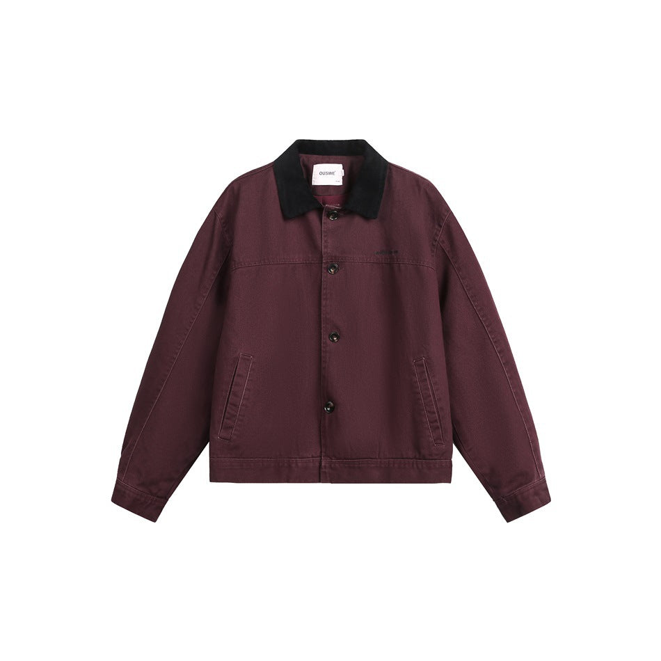 Mens Retro Workwear Jacket Short-Style Outerwear