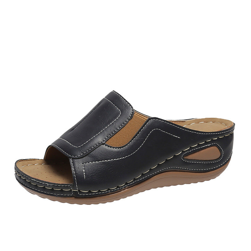 Open Toed Sloping Heel With Elastic And Tight Sole